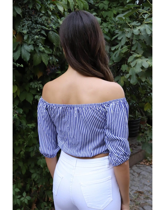 Belden Bağlamalı Bluz - MAVİ