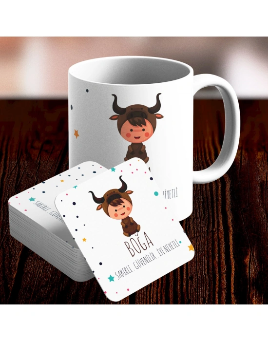 Boğa Burcu Özel Sevimli Kupa ve Altlık Seti