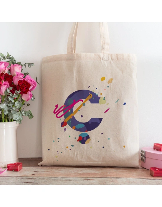 Ç Harfi Tasarımlı Alışveriş Plaj Bez Çanta