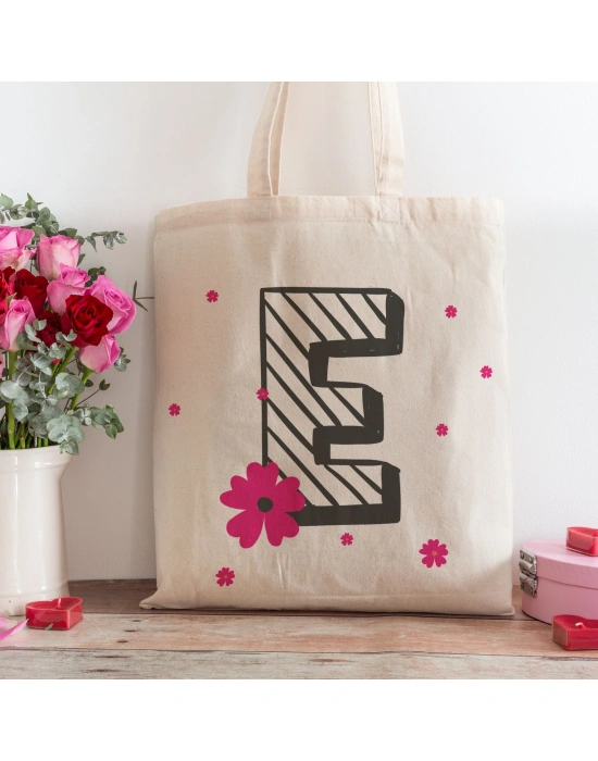 E Harfi Tasarımlı Alışveriş Plaj Bez Çanta
