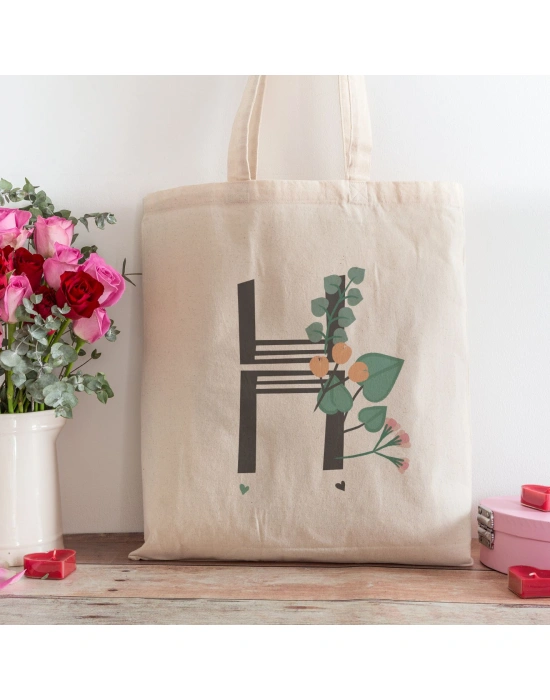 H Harfi Tasarımlı Alışveriş Plaj Bez Çanta