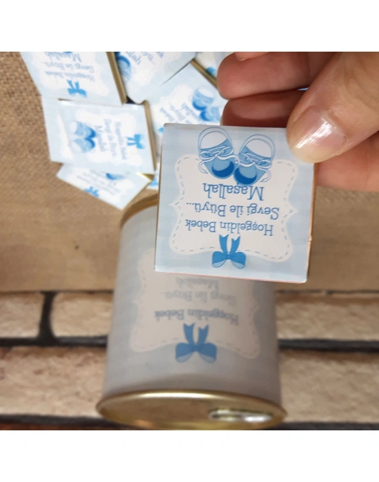 Hoşgeldin Bebek Çikolata Hediye Konservesi - Mavi