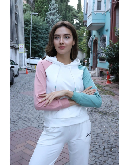 Kanguru Cepli Sweatshirt - BEYAZ