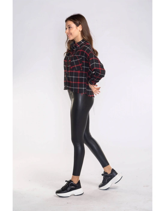 Kesik Uçlu Ekose Gömlek-SİYAH