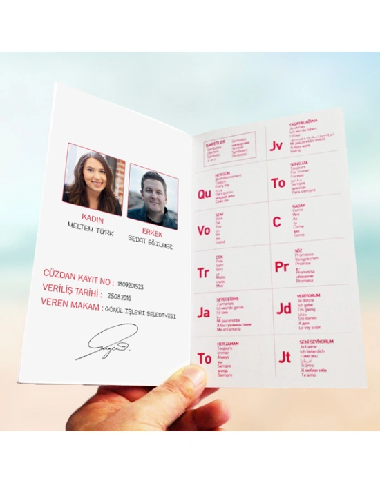 Kişiye Özel Fotoğraflı Sevgili Cüzdan