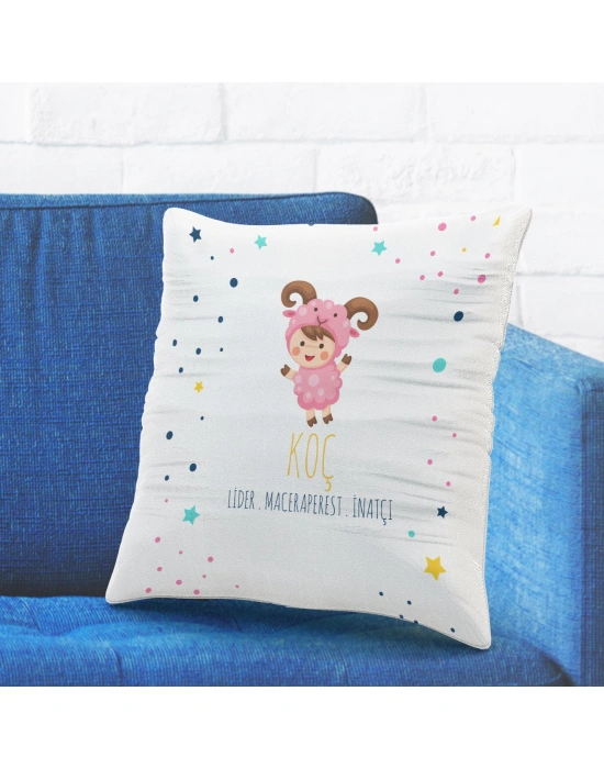 Koç Burcuna Özel Tasarımlı Sevimli Yastık Kılıfı