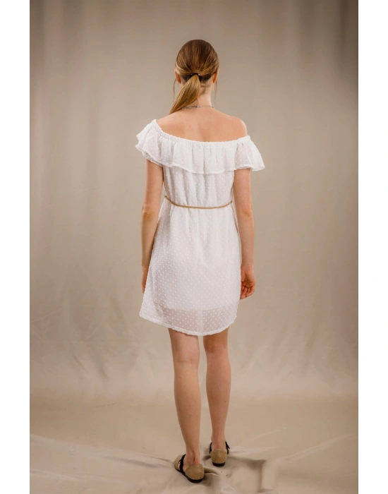Madonna Yaka Elbise - BEYAZ