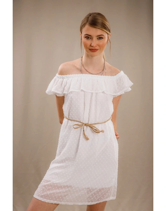 Madonna Yaka Elbise - BEYAZ