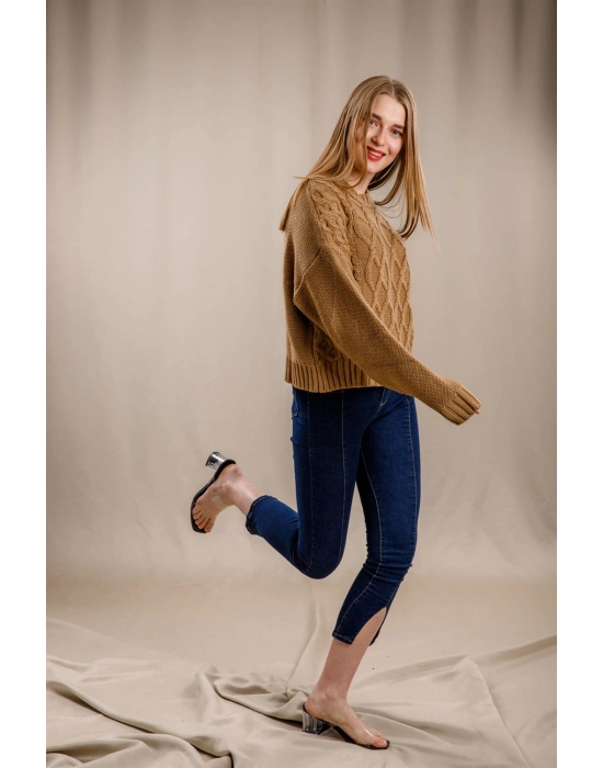 Örgü Kazak-KAHVERENGİ