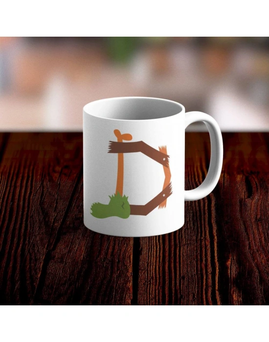 Özel Tasarım D Harfi Beyaz Kupa Bardak