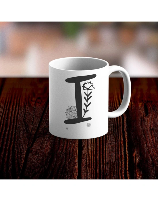 Özel Tasarım I Harfi Beyaz Kupa Bardak