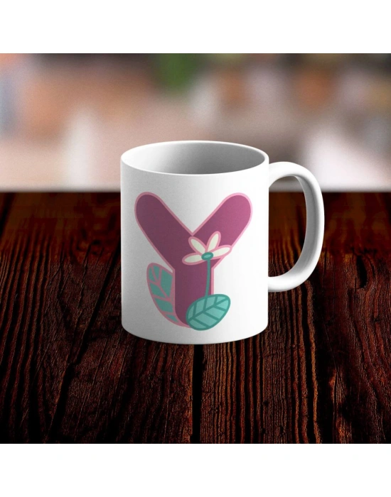 Özel Tasarım Y Harfi Beyaz Kupa Bardak