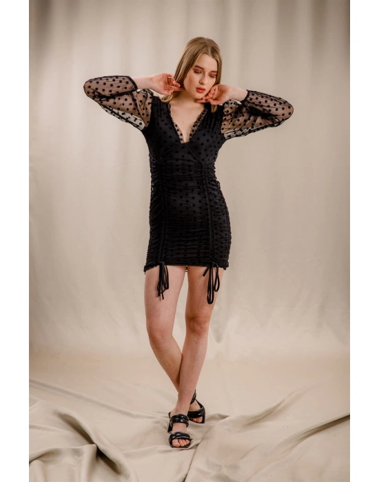 Puantiyeli Elbise - SİYAH