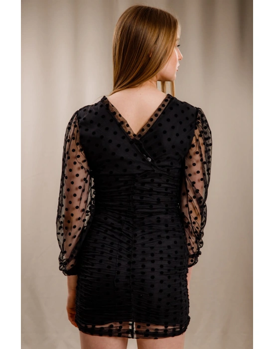 Puantiyeli Elbise - SİYAH