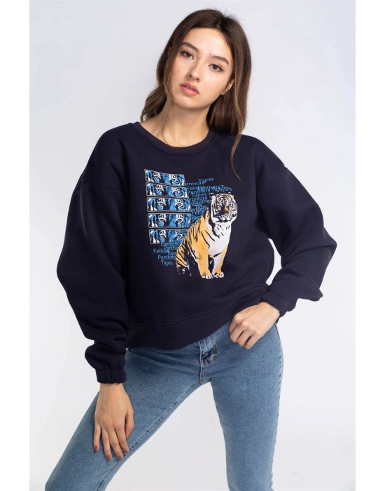 Şardonlu Sweatshirt-LACİVERT