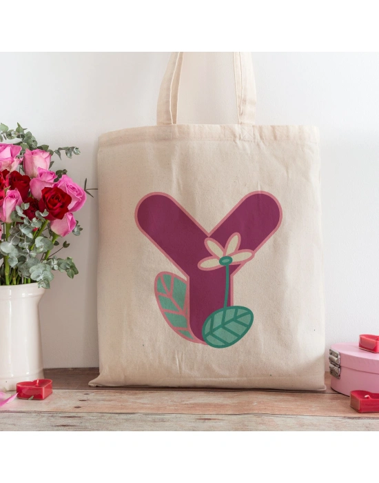 Y Harfi Tasarımlı Alışveriş Plaj Bez Çanta