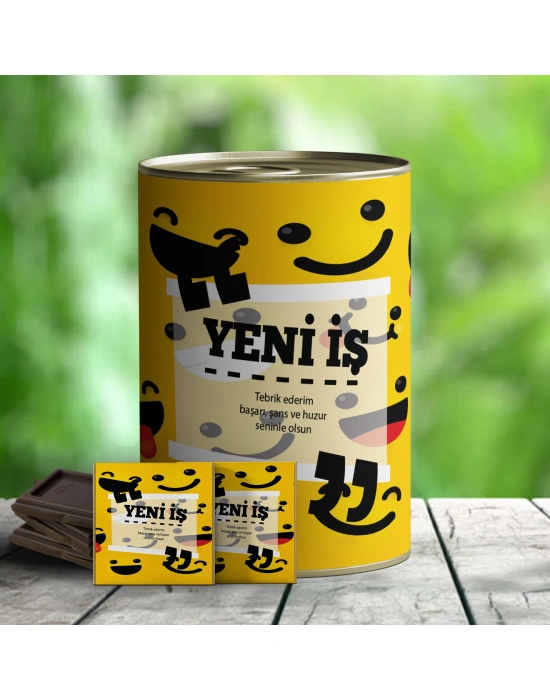 Yeni İş Tebrik Temalı Hediye Çikolata Konservesi