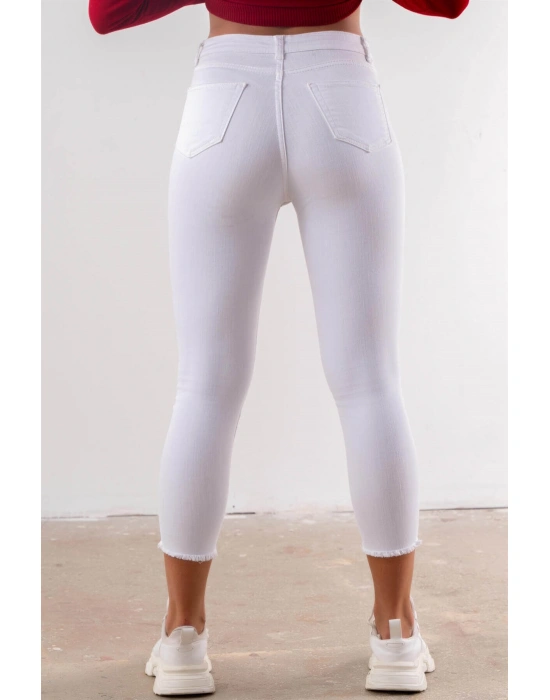 Yüksek Bel Skinny Jean Pantolon  - BEYAZ