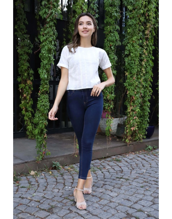 Yüksek Bel Skinny Jean Pantolon  - LACİVERT