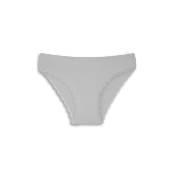 Gümüş Beyaz Kenarları Dantelli Slip Bayan Külot TM694