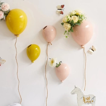 3Lü Balon Duvar Aksesuarı Saksı Sarı Özel Tasarım PS4024