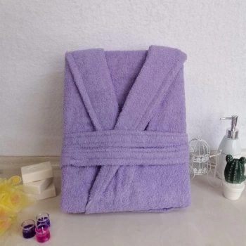 Bornoz Klasik Pamuklu Mor Kapüşonlu Unisex PS3663