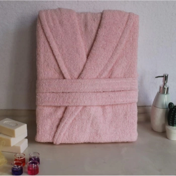 Bornoz Klasik Pamuklu Pudra Kapüşonlu Unisex PS3657