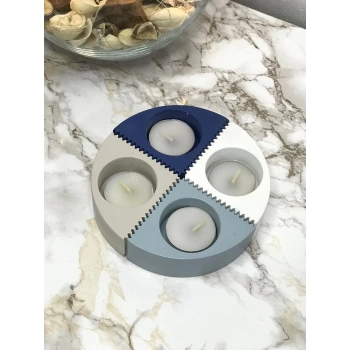 Puzzle Tealight Mumluk Tekli MAVİ *Setini Kendin Oluştur* Özel Tasarım PS4036