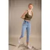 Lastik Detaylı Slim Fit Jeans - MAVİ