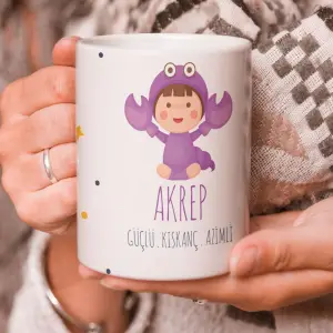 Akrep Burcu Özel Sevimli Beyaz Kupa Bardak