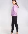 Kapüşonlu Şardonlu Sweatshirt-LİLA