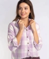 Kesik Uçlu Ekose Gömlek-LİLA