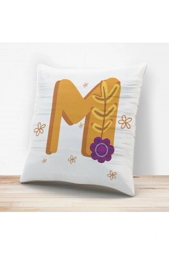 M Harfi Tasarımlı Yastık Kılıfı