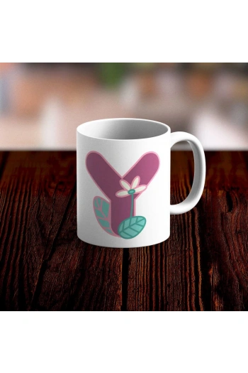 Özel Tasarım Y Harfi Beyaz Kupa Bardak