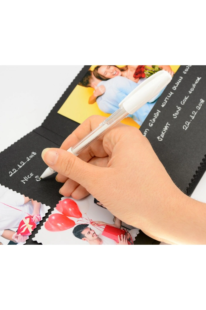 Beyaz Kalemli Kendin Yap Albüm Siyah Anı Defteri