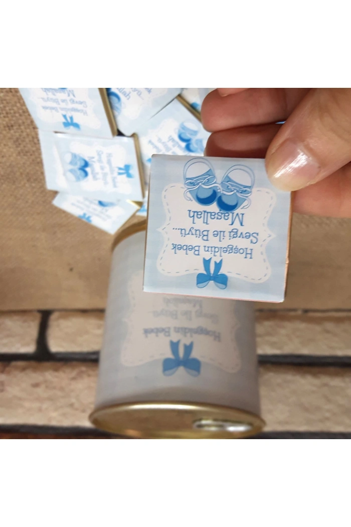 Hoşgeldin Bebek Çikolata Hediye Konservesi - Mavi