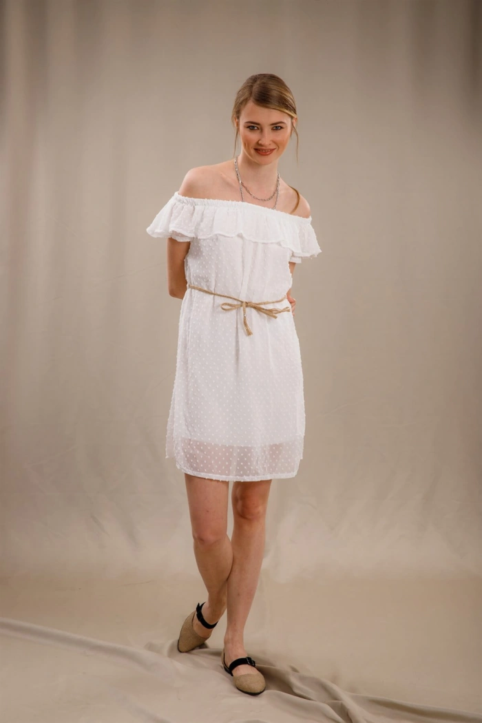 Madonna Yaka Elbise - BEYAZ