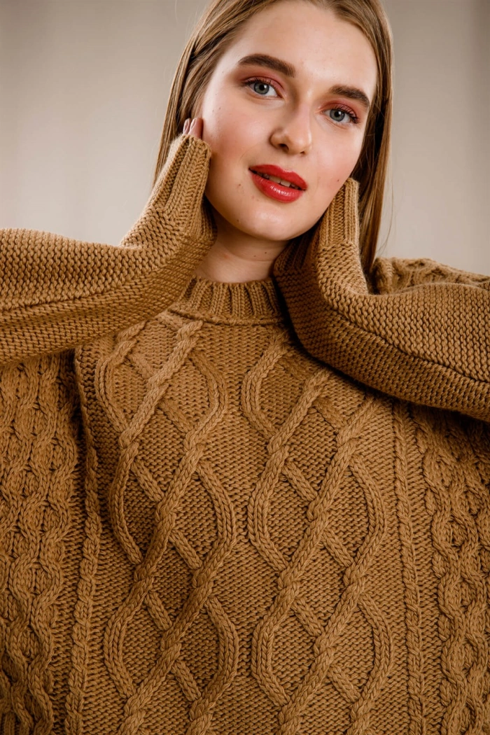 Örgü Kazak-KAHVERENGİ