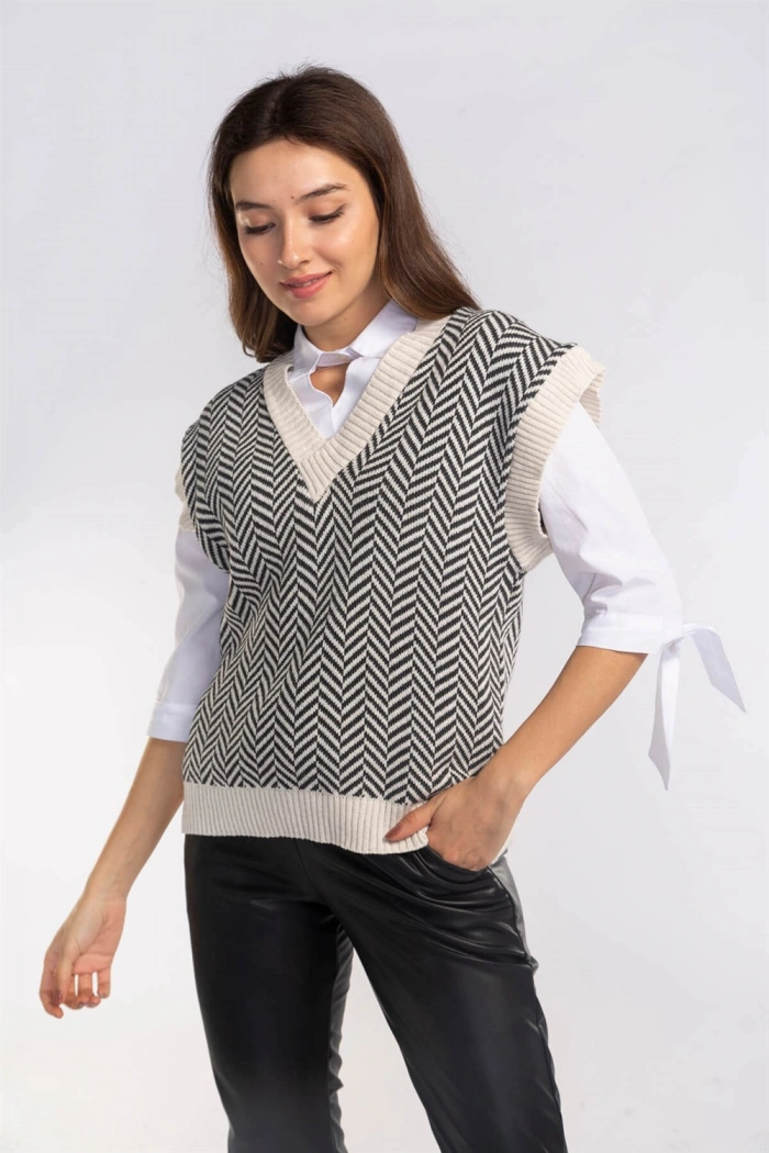 Şah Desenli Triko Süveter-DESENLİ