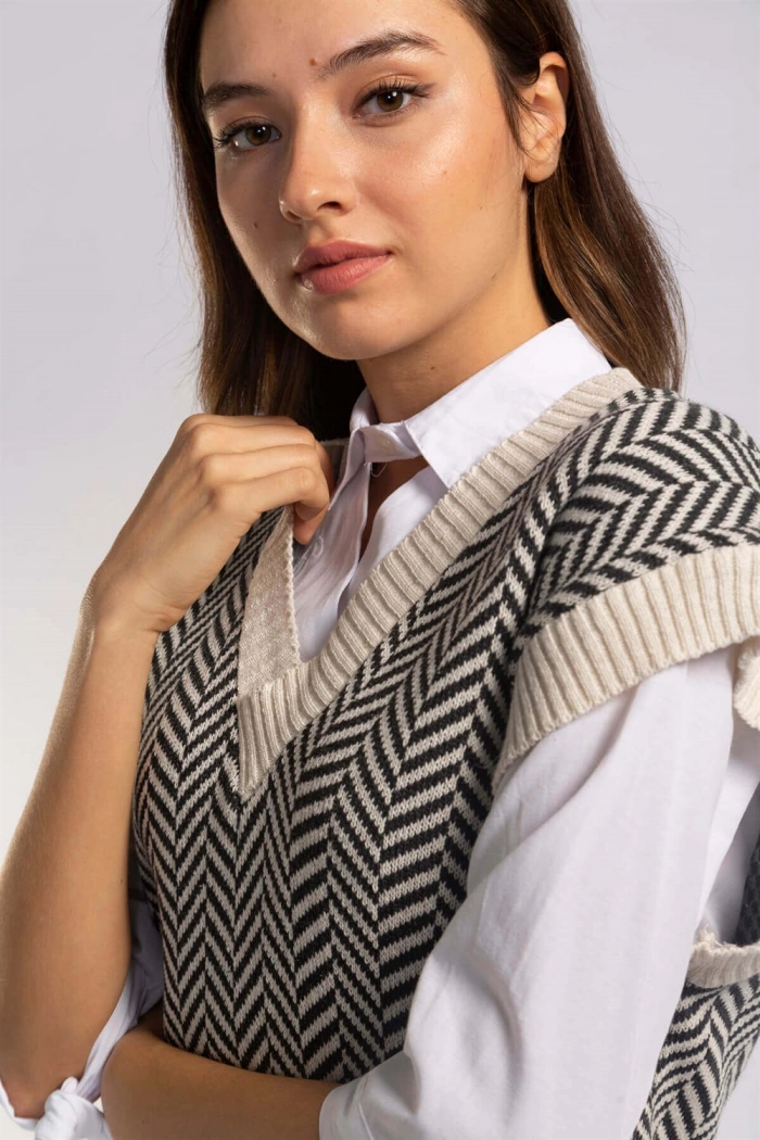 Şah Desenli Triko Süveter-DESENLİ