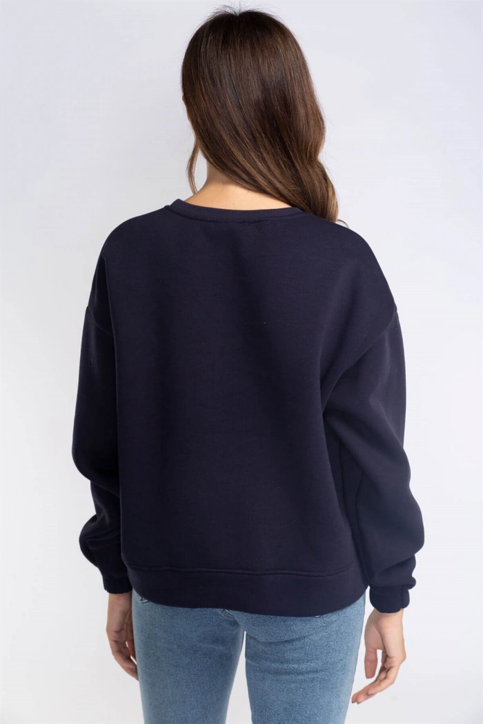 Şardonlu Sweatshirt-LACİVERT