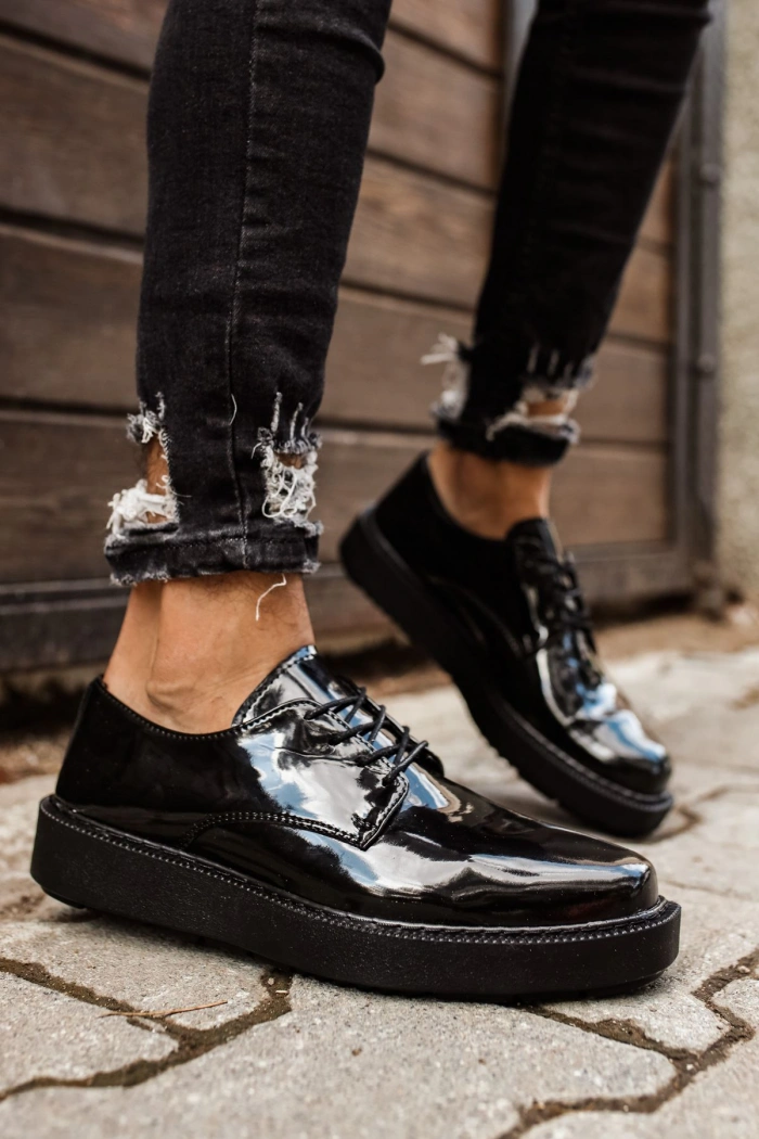 CH001 Rugan Siyah Taban Erkek Ayakkabı SIYAH