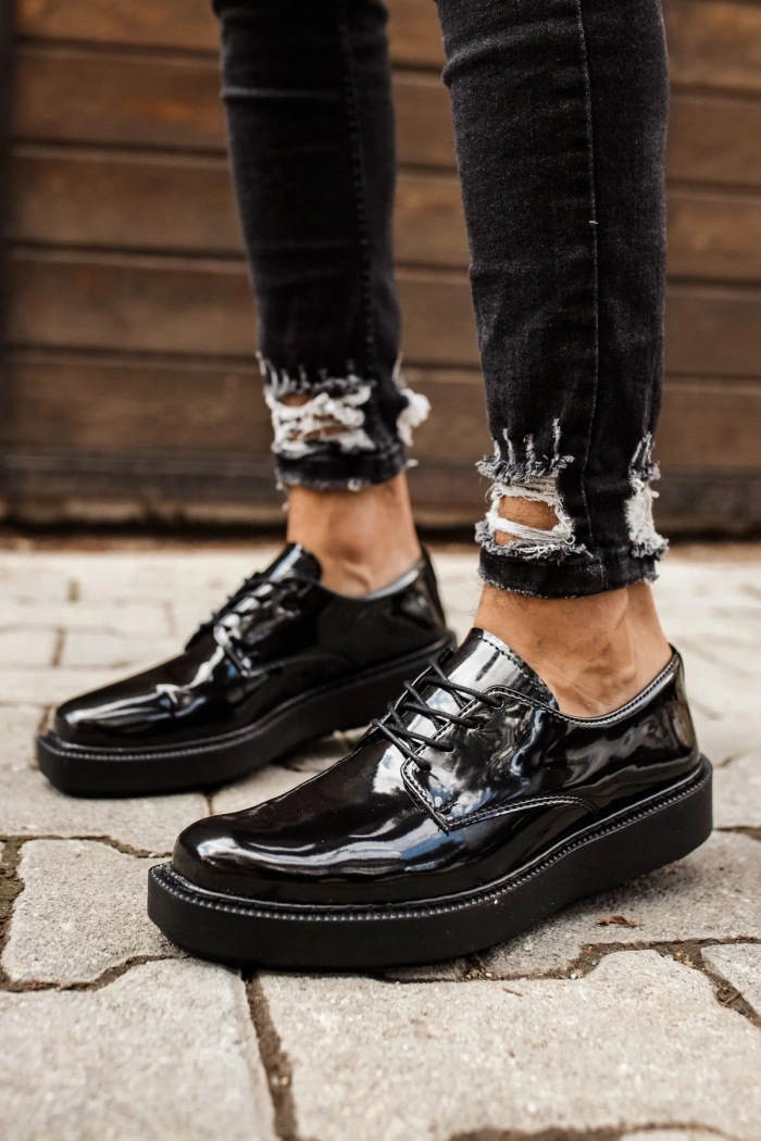 CH001 Rugan Siyah Taban Erkek Ayakkabı SIYAH