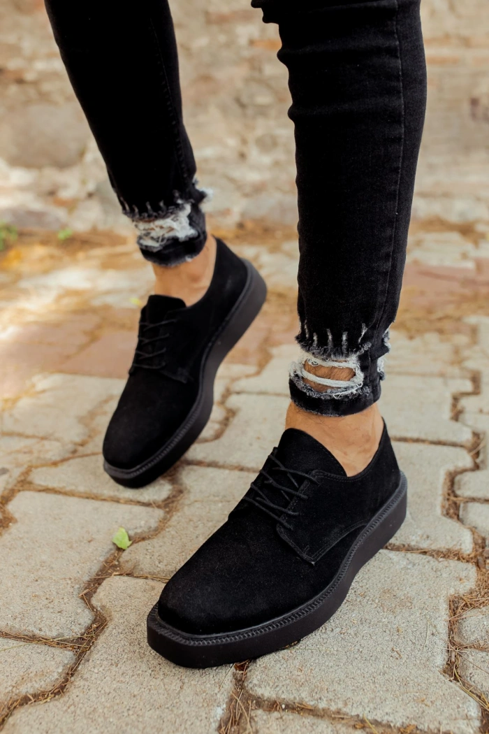 CH001 Süet Siyah Taban Erkek Ayakkabı SIYAH