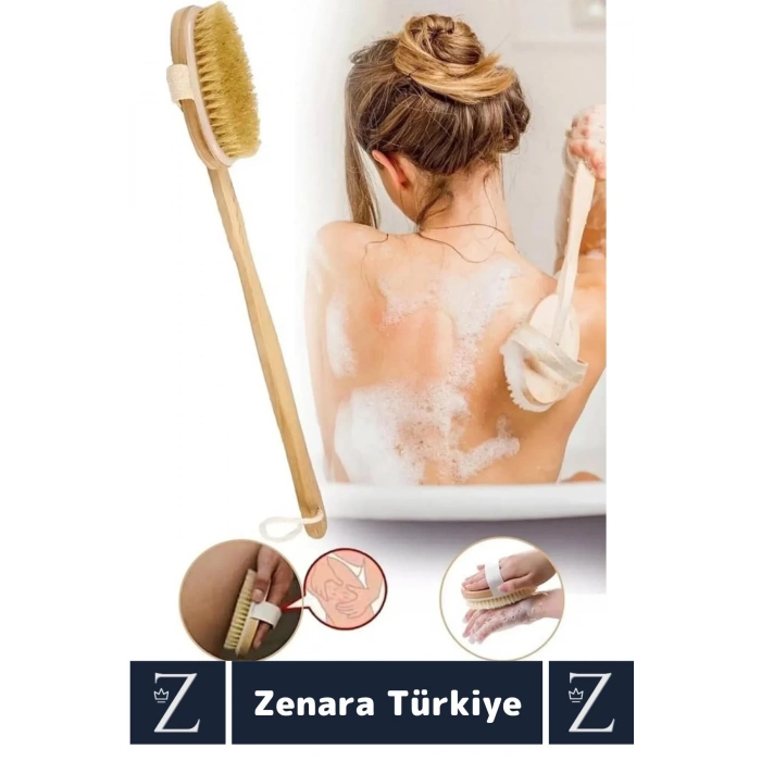 %100 Doğal Yumuşak Vücut Masajı Etkili Uzun Saplı At Kılı Duş BANYO FIRÇASI