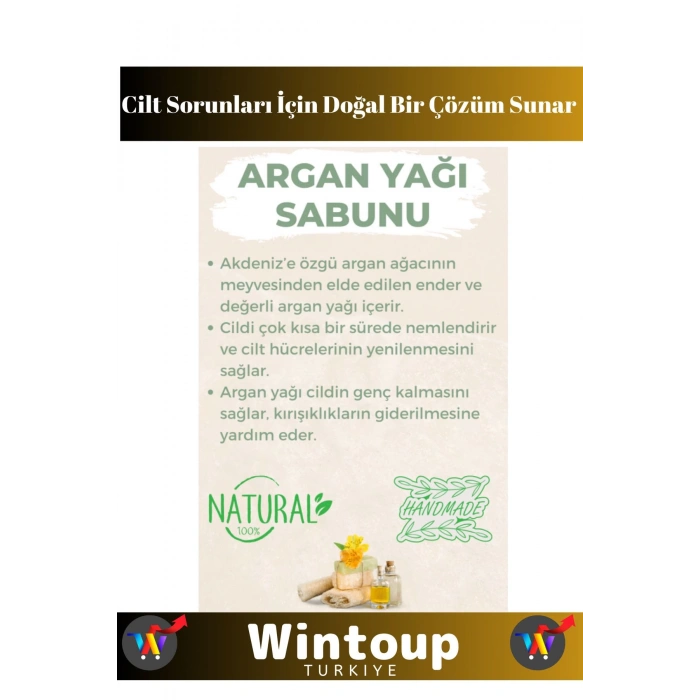 %100 Organik Özel Üretim Bitkisel Cilt Dostu El Yüz Vücut Cilt Saç Kullanım Argan Yağı Sabunu 2 Adet