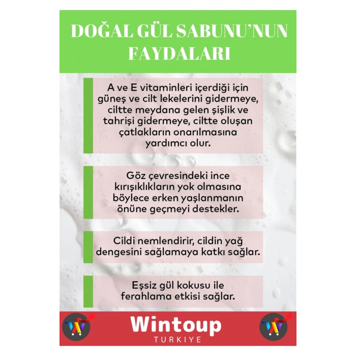 %100 Organik Özel Üretim Bitkisel Güzel Kokulu El Yüz Cilt Vücut Gül Sabunu 4 Adet