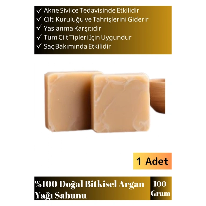 %100 Özel Üretim Organik Bitkisel Cilt Dostu El Yüz Vücut Cilt Saç Kullanım Argan Yağı Sabunu 1 Adt