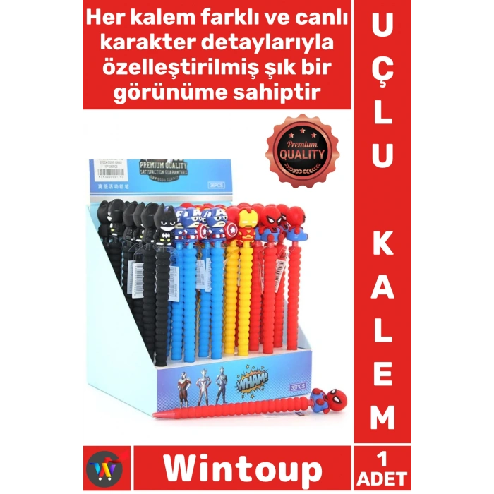 #Kalem 17 Cm Ergonomik Eğlenceli Çocuk Öğrenci Mekanik Versatil Ofis 07 Uçlu Kahraman Figürlü Kalem