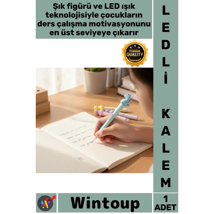 #Kalem Işıklı Eğlenceli Figürlü Ergonomik Versatil Okul Hediye 07 Uçlu Ledli Dinazor Tasarımlı Kalem